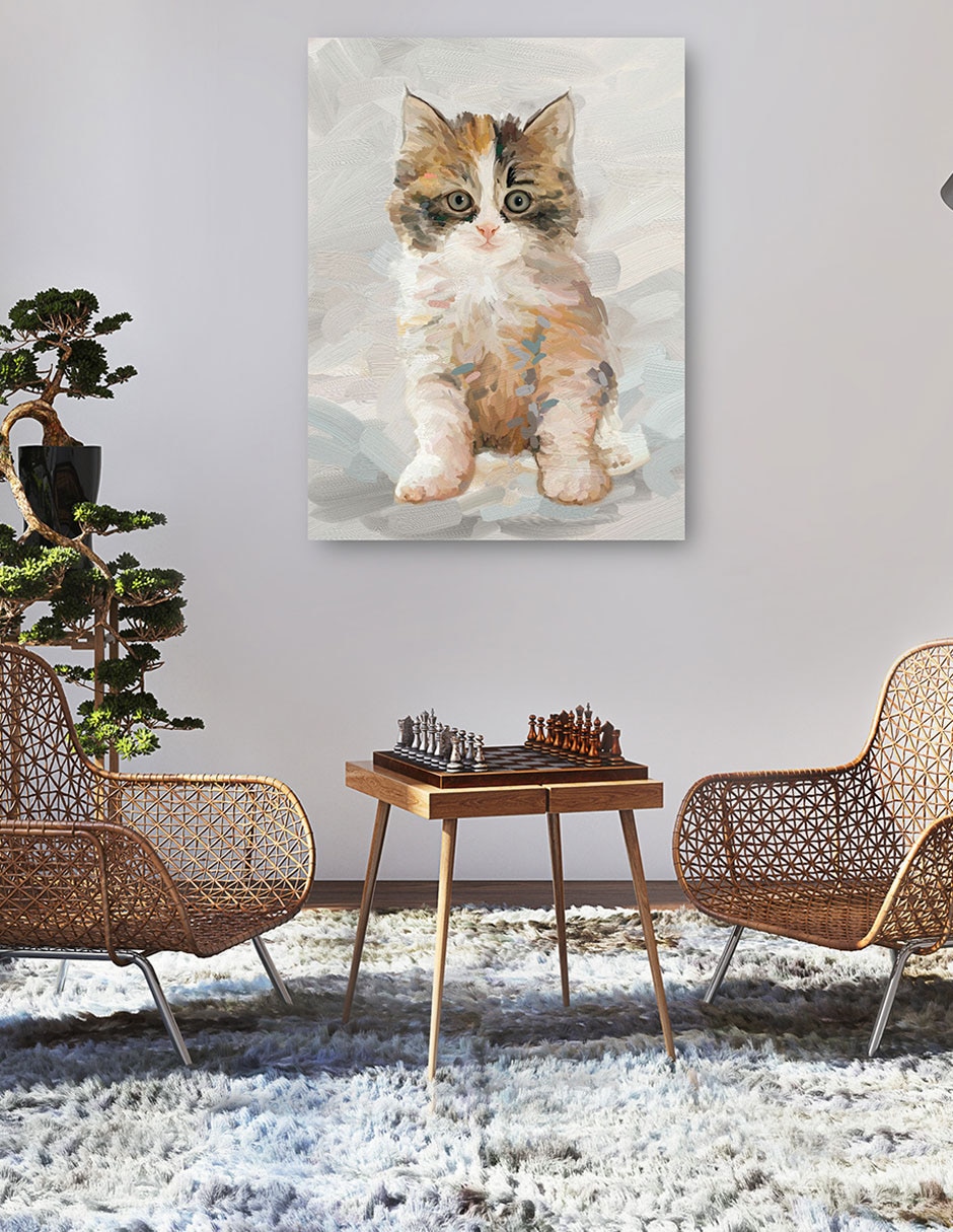 Cuadro decorativo Bonita Gatita Ii - Impresión En Lienzo técnica mixta Animales Domésticos 5