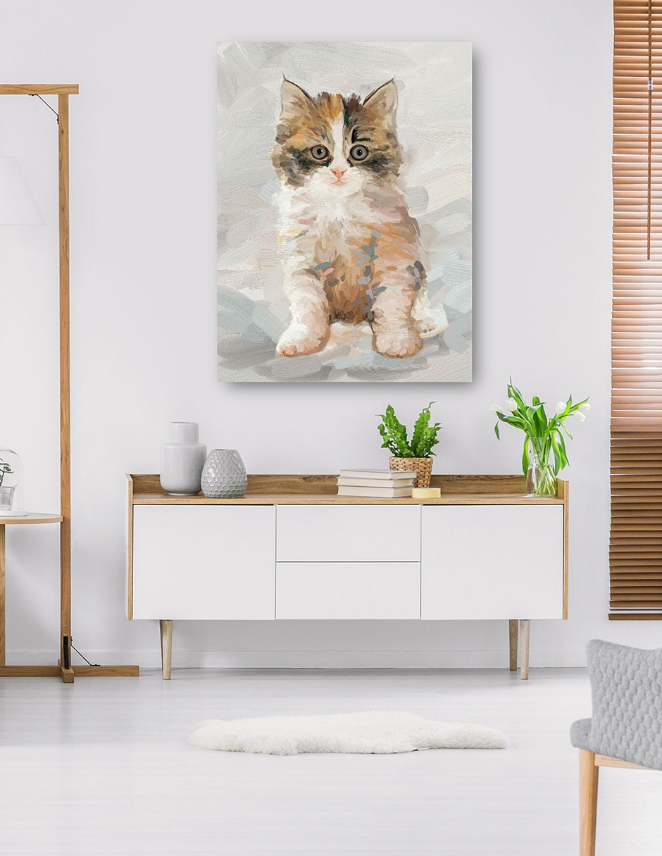 Cuadro decorativo Bonita Gatita Ii - Impresión En Lienzo técnica mixta Animales Domésticos 6