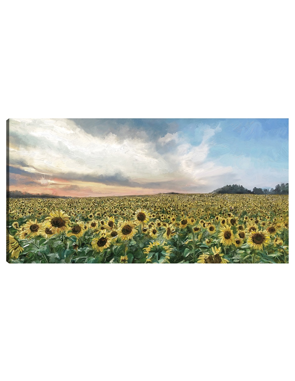 Cuadro decorativo Campos De Oro - Impresión En Lienzo técnica mixta Girasoles