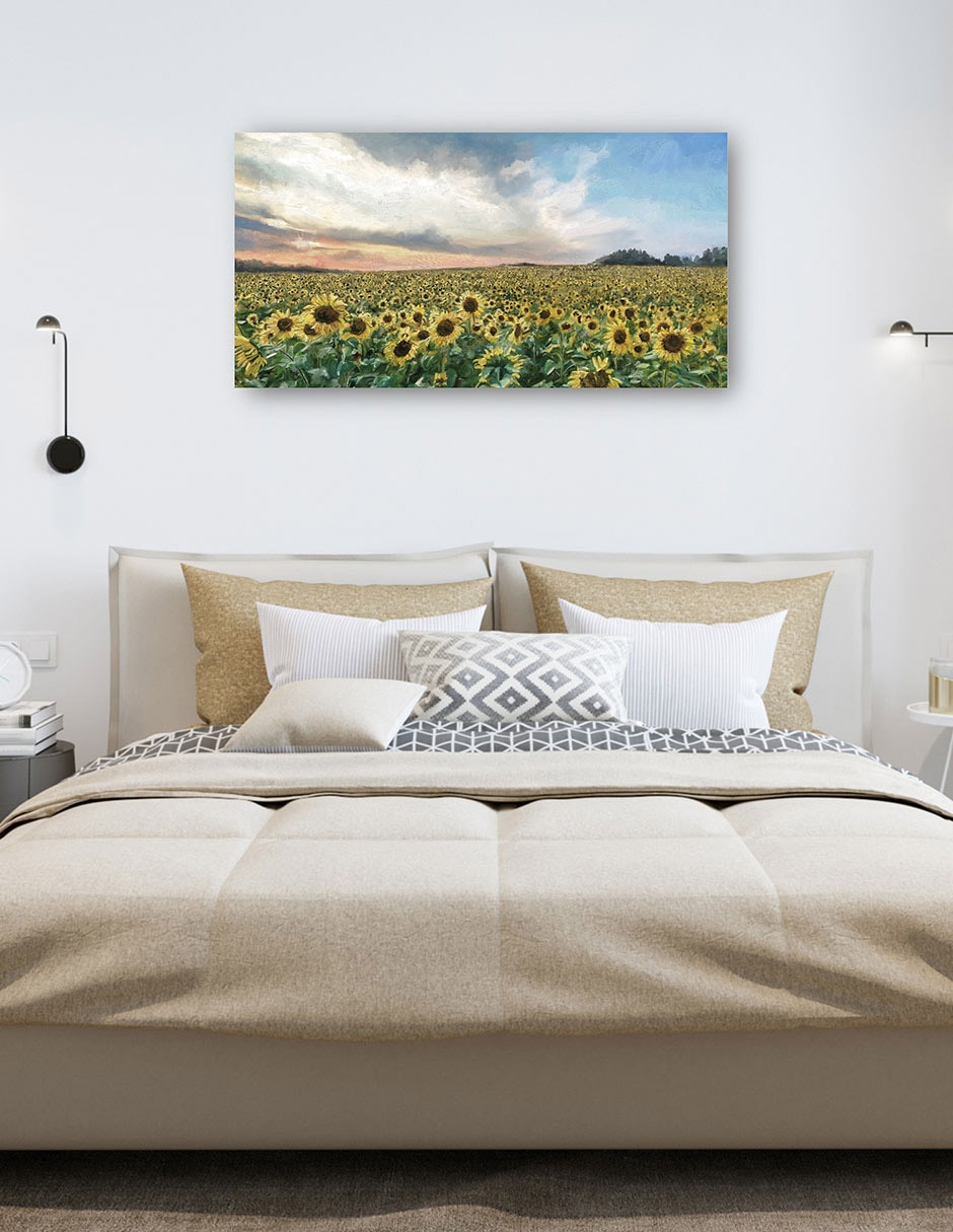 Cuadro decorativo Campos De Oro - Impresión En Lienzo técnica mixta Girasoles 4