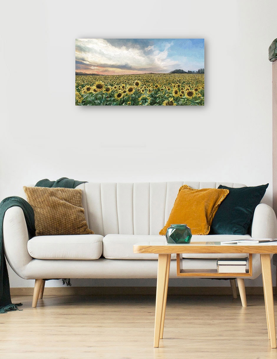 Cuadro decorativo Campos De Oro - Impresión En Lienzo técnica mixta Girasoles 5