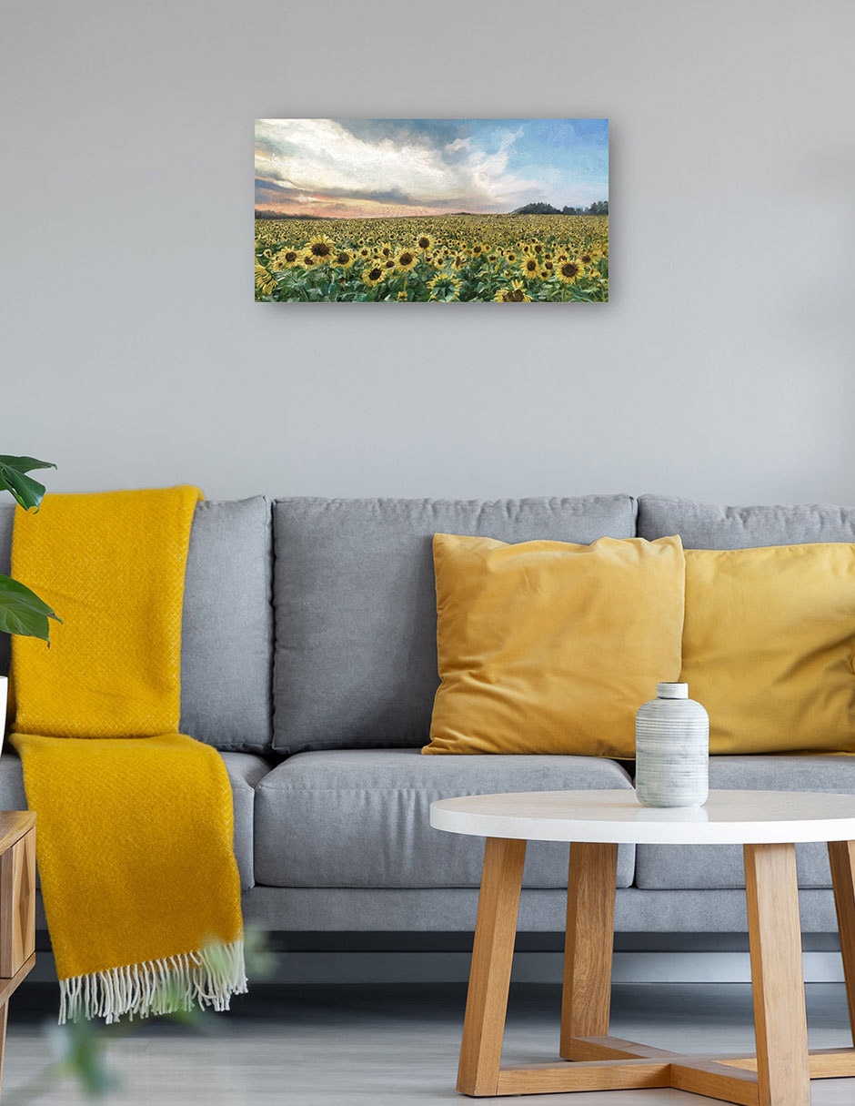 Cuadro decorativo Campos De Oro - Impresión En Lienzo técnica mixta Girasoles 6