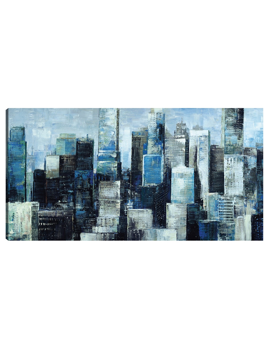 Cuadro decorativo Ciudad Azul I Impresión En Lienzo técnica mixta Edificios