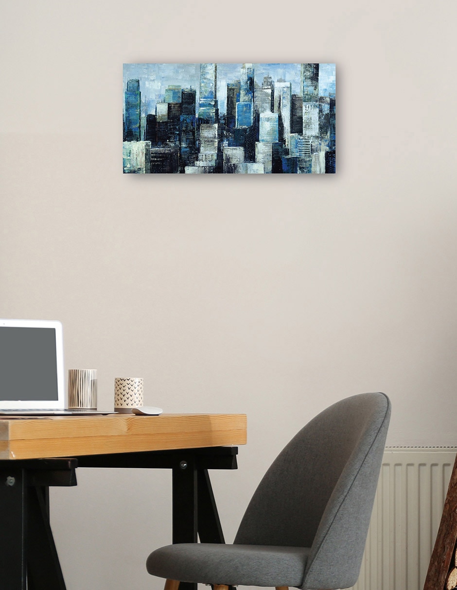 Cuadro decorativo Ciudad Azul I Impresión En Lienzo técnica mixta Edificios 2