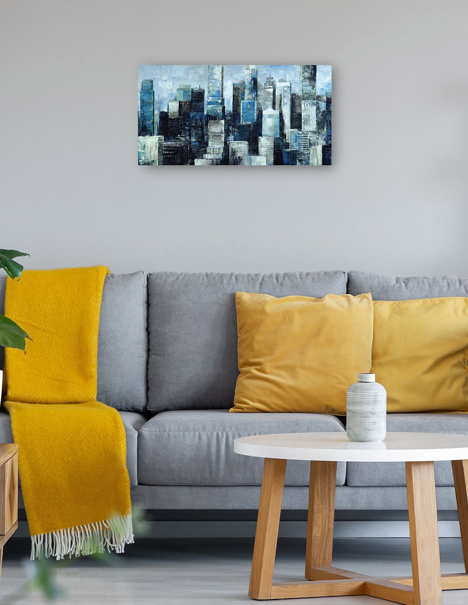 Cuadro decorativo Ciudad Azul I Impresión En Lienzo técnica mixta Edificios 4
