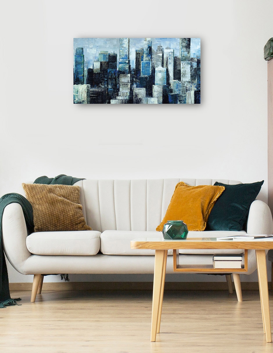 Cuadro decorativo Ciudad Azul I Impresión En Lienzo técnica mixta Edificios 5