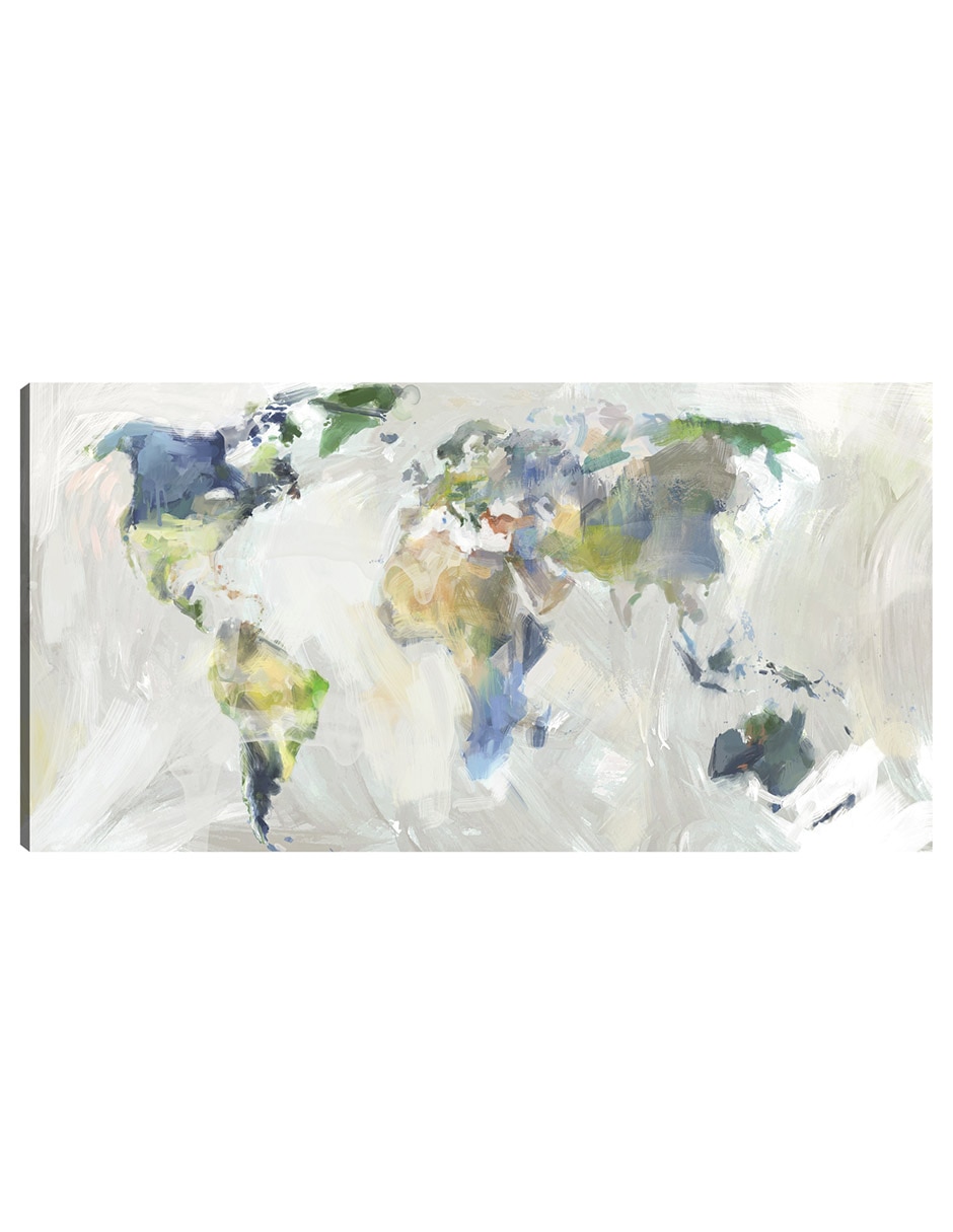 Cuadro decorativo Colorea Mi Mundo Impresión En Lienzo técnica mixta Mapas