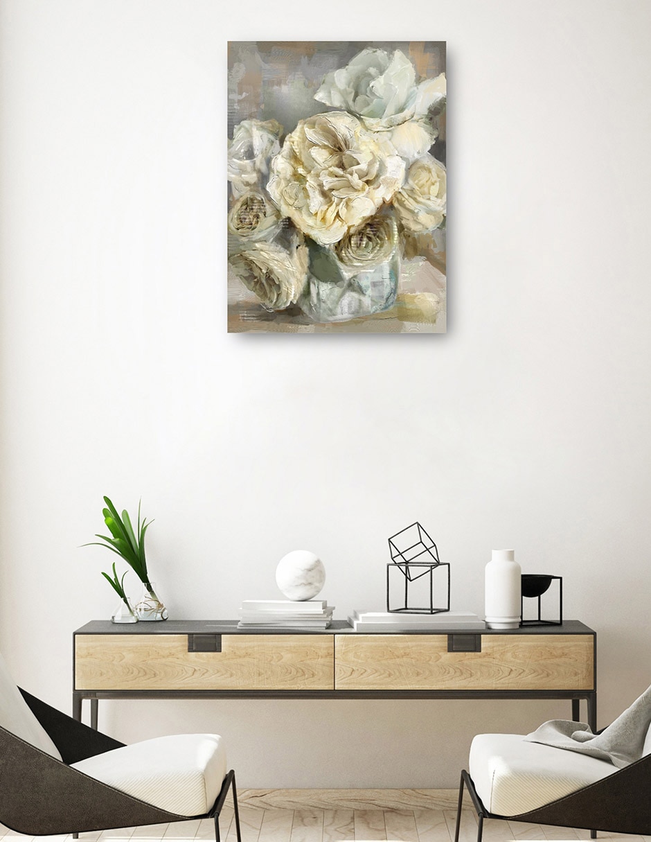 Cuadro decorativo Colección Cabaña I Impresión En Lienzo técnica mixta Arreglo Floral 3