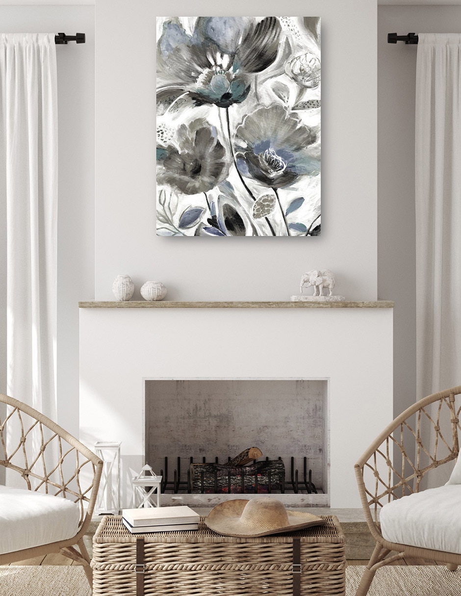 Cuadro decorativo Cobrizos I Azul Impresión En Lienzo técnica mixta Floración 4