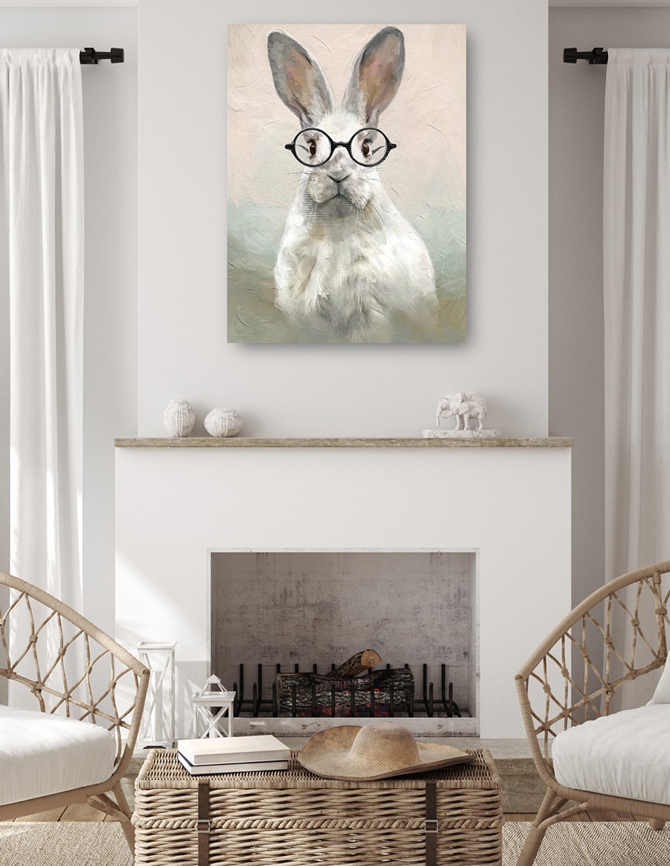 Cuadro decorativo Conejito Inteligente Impresión En Lienzo técnica mixta Animales Domésticos 4