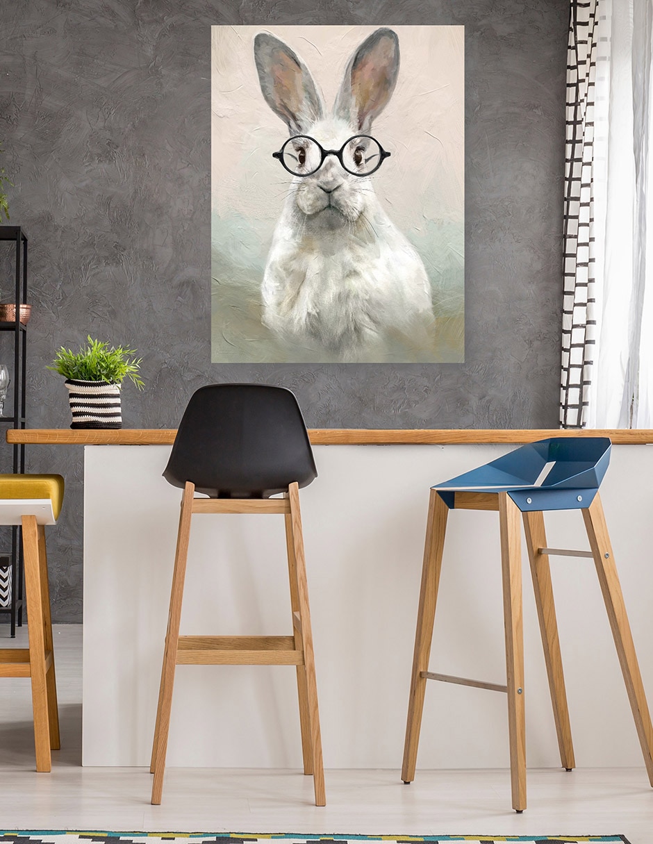 Cuadro decorativo Conejito Inteligente Impresión En Lienzo técnica mixta Animales Domésticos 5