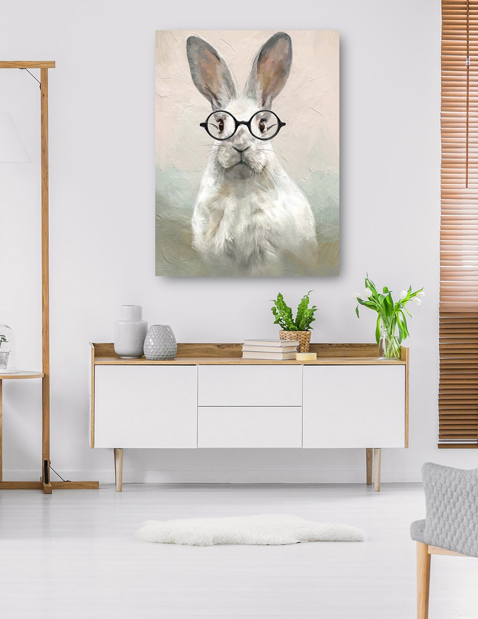 Cuadro decorativo Conejito Inteligente Impresión En Lienzo técnica mixta Animales Domésticos 6