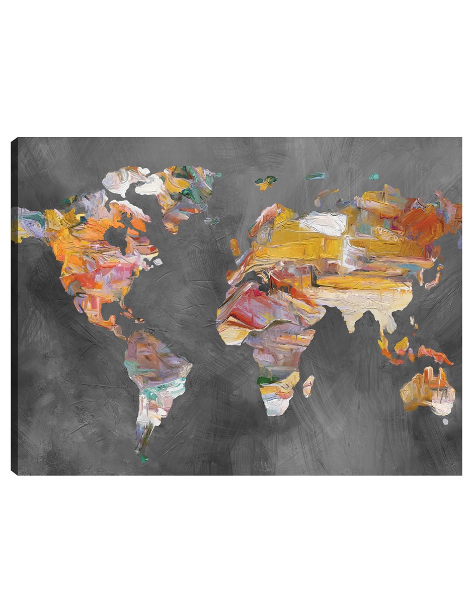 Cuadro decorativo Colores Globales Impresión En Lienzo técnica mixta Mapas