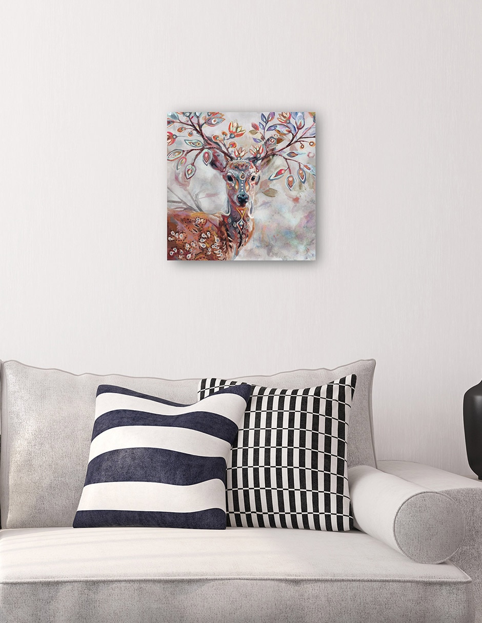 Cuadro decorativo Ciervo Bohemio Impresión En Lienzo técnica mixta Vida Silvestre 4