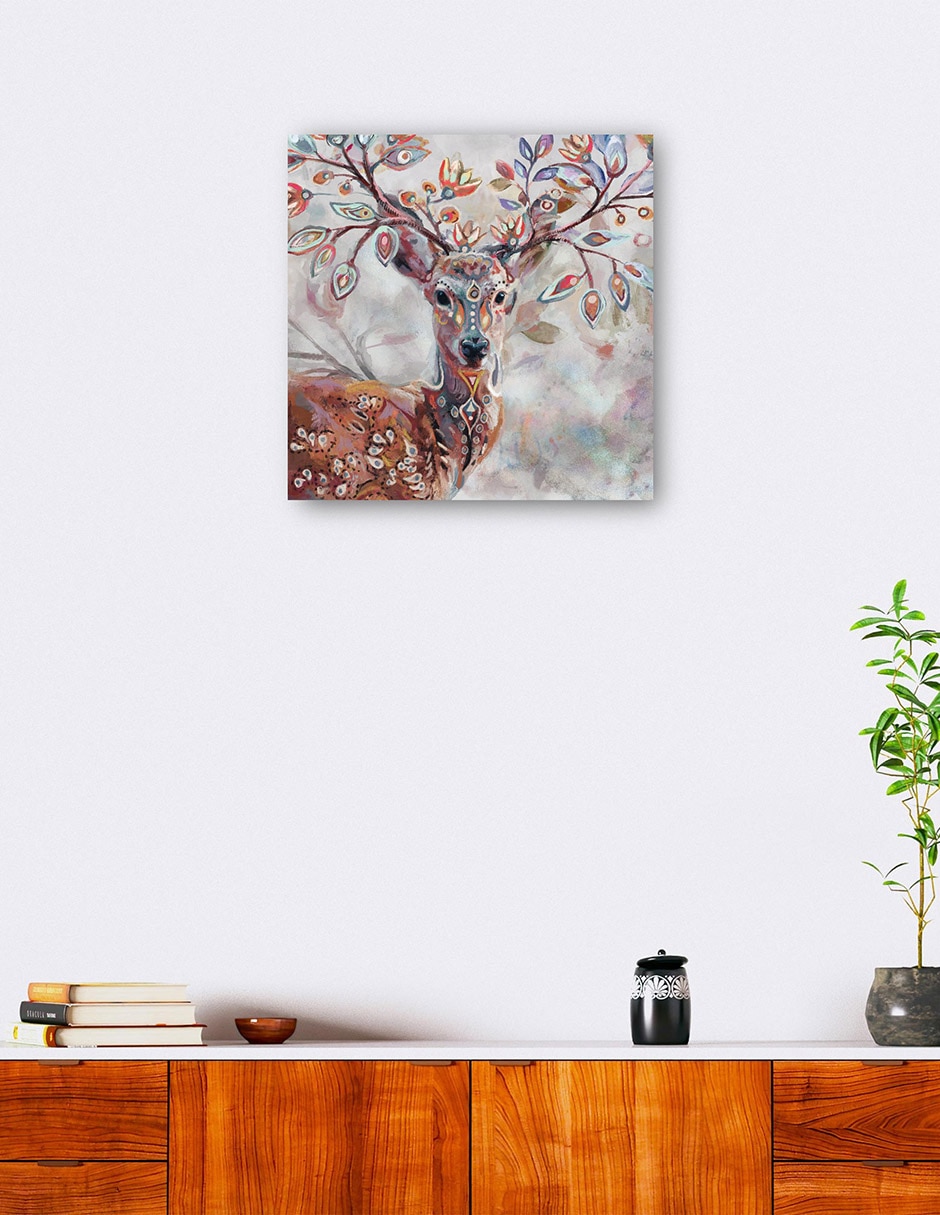 Cuadro decorativo Ciervo Bohemio Impresión En Lienzo técnica mixta Vida Silvestre 6
