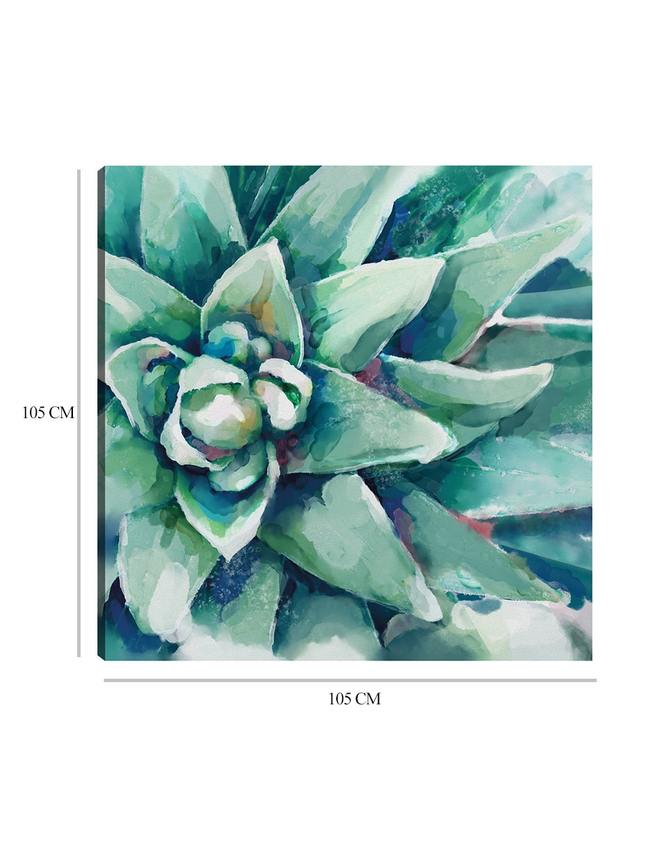Cuadro decorativo Cuadrado De Flor Suculenta Acuarela Impresión En Lienzo técnica mixta Floración 9