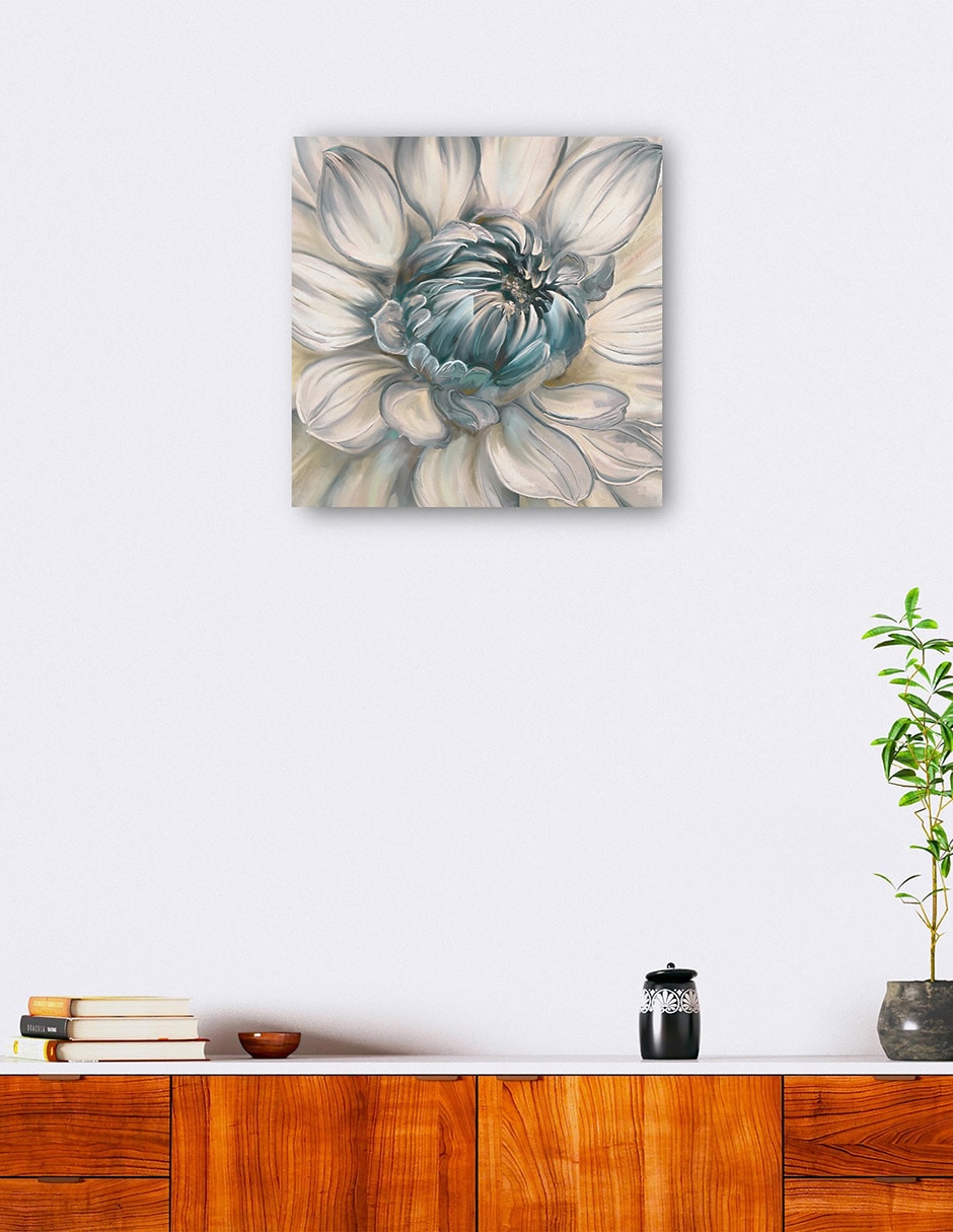 Cuadro decorativo Dalia Diurna Ii Azul Impresión En Lienzo técnica mixta Floración 4