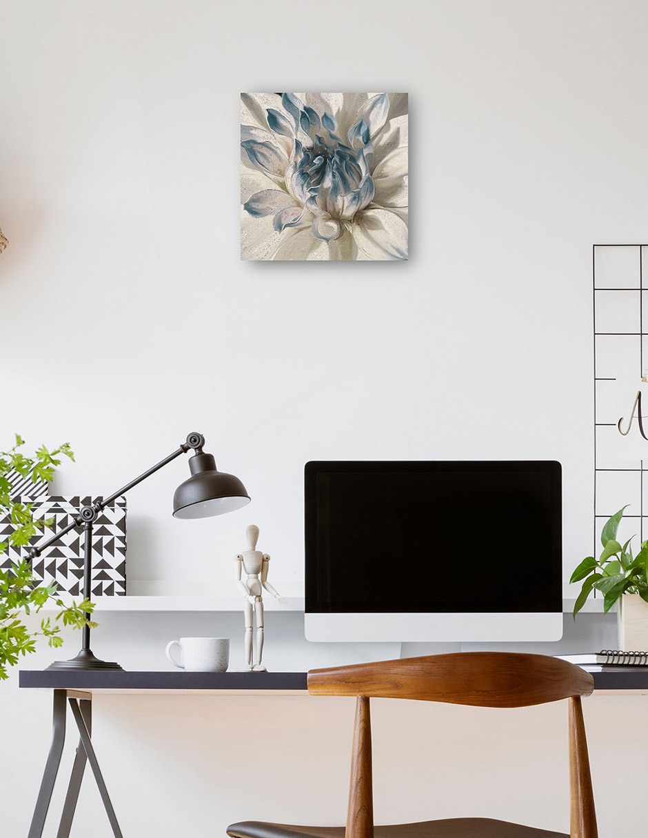 Cuadro decorativo Dalia Diurna I Azul Impresión En Lienzo técnica mixta Floración 3
