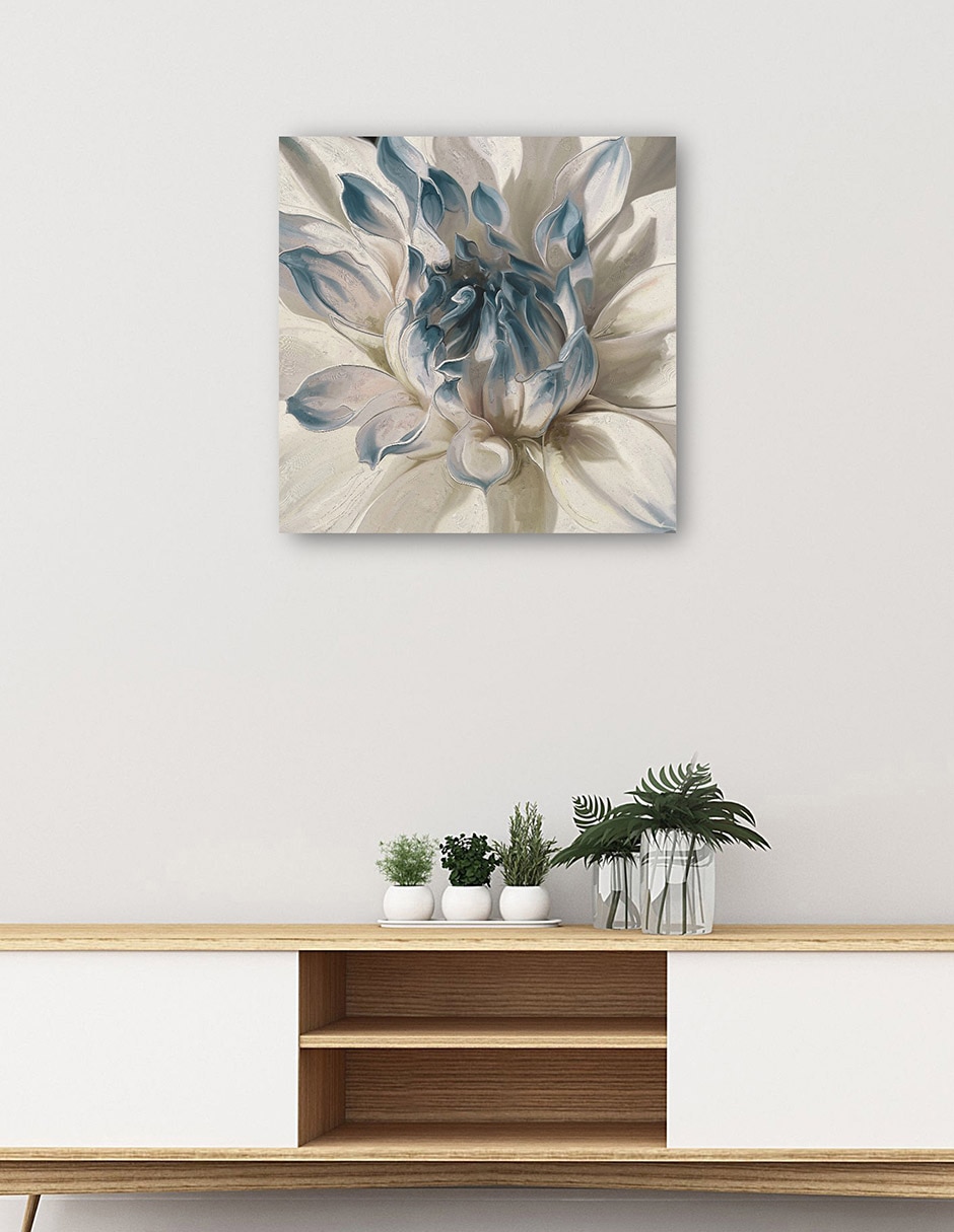 Cuadro decorativo Dalia Diurna I Azul Impresión En Lienzo técnica mixta Floración 5