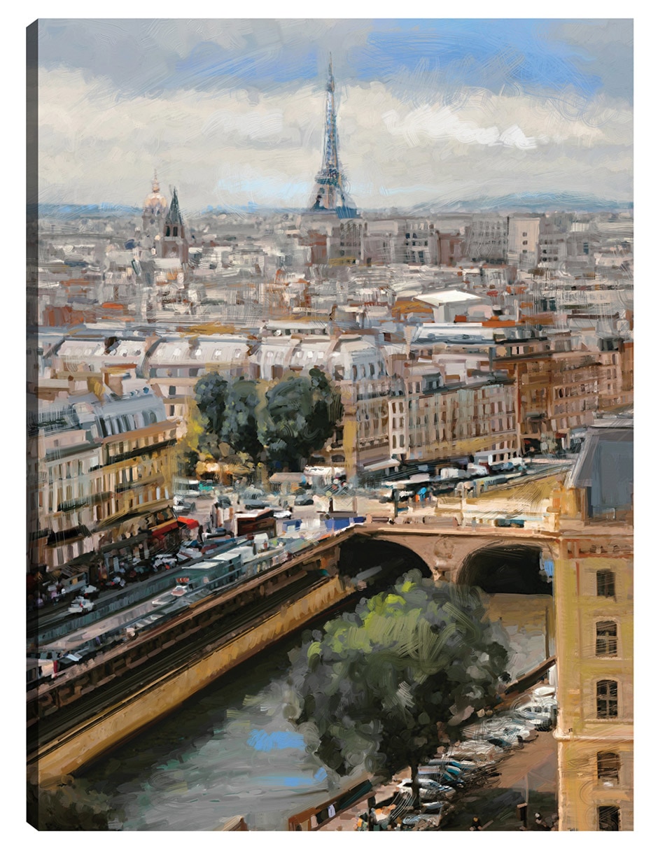 Cuadro decorativo Amanecer París Impresión En Lienzo técnica mixta Arquitectura