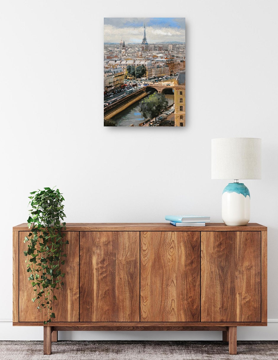 Cuadro decorativo Amanecer París Impresión En Lienzo técnica mixta Arquitectura 4