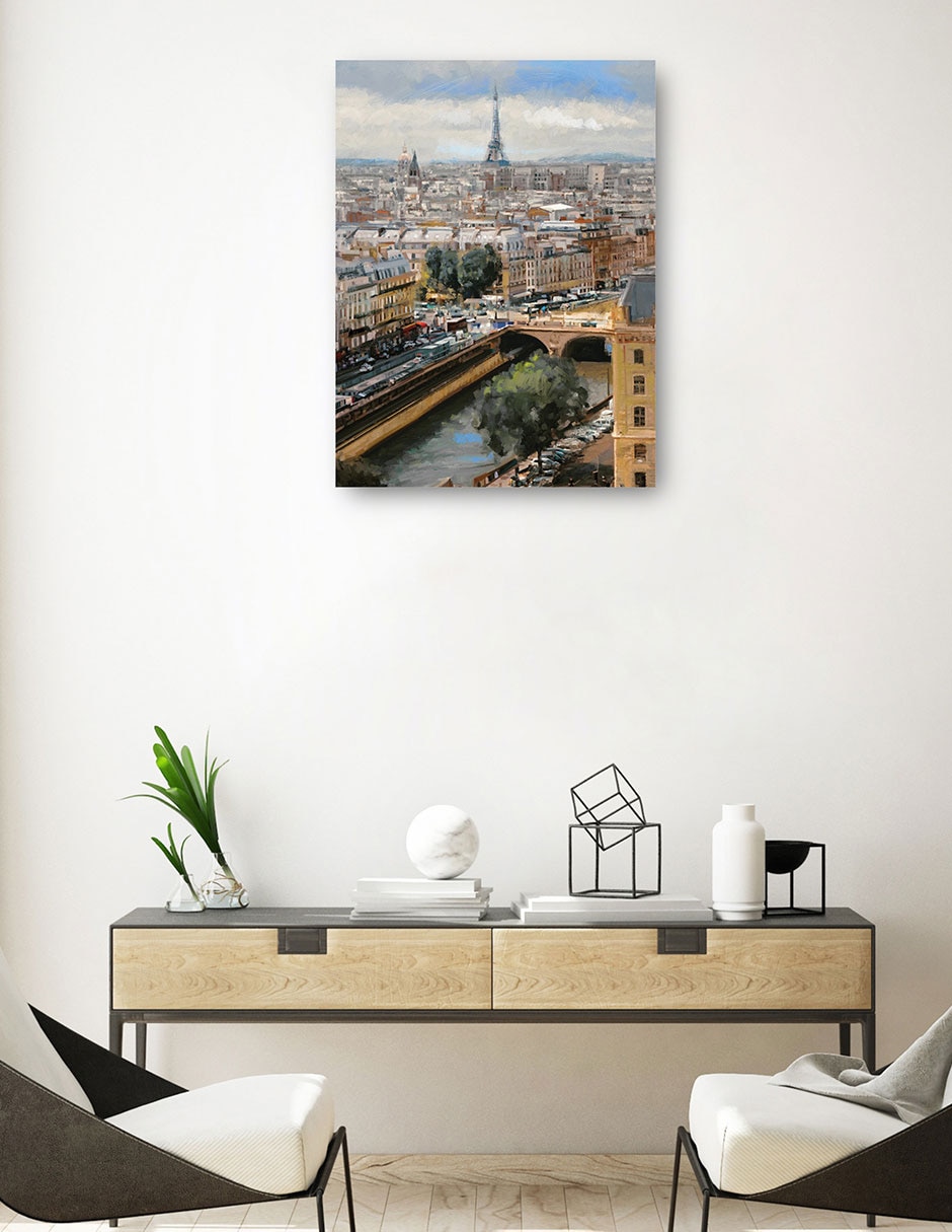 Cuadro decorativo Amanecer París Impresión En Lienzo técnica mixta Arquitectura 5