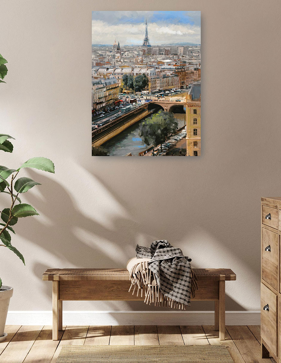 Cuadro decorativo Amanecer París Impresión En Lienzo técnica mixta Arquitectura 7