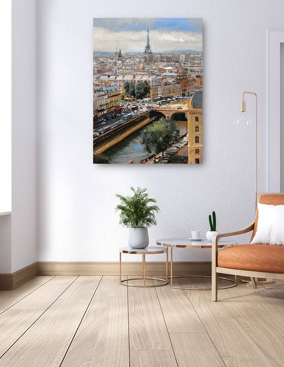 Cuadro decorativo Amanecer París Impresión En Lienzo técnica mixta Arquitectura 8
