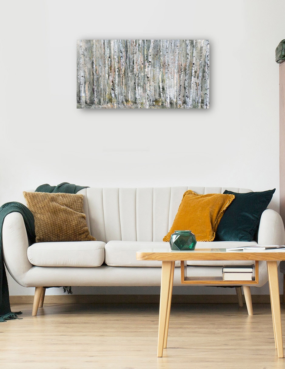 Cuadro decorativo Abedul Susurrante Impresión En Lienzo técnica mixta Bosques 5