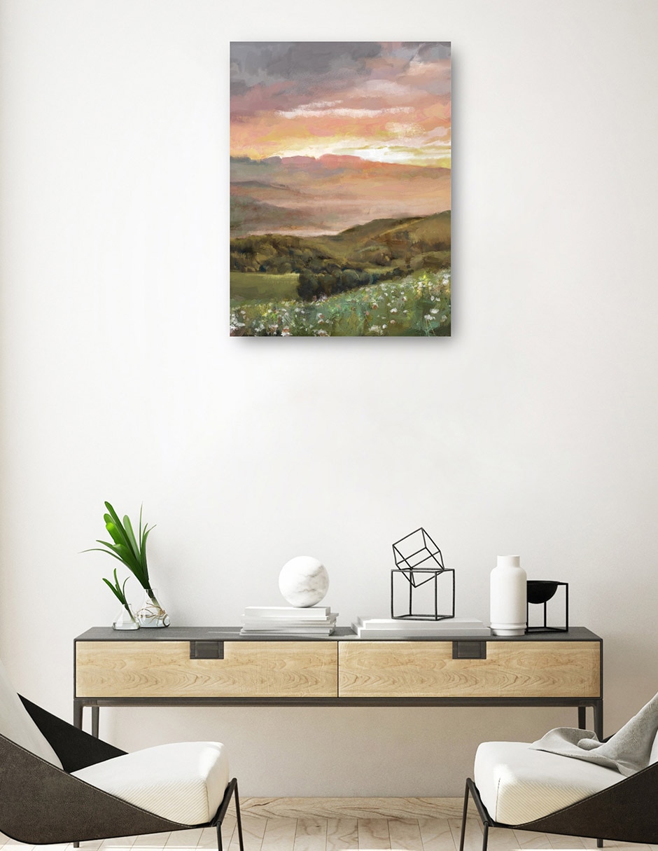 Cuadro decorativo Amanecer Ámbar Impresión En Lienzo técnica mixta Bosques 3