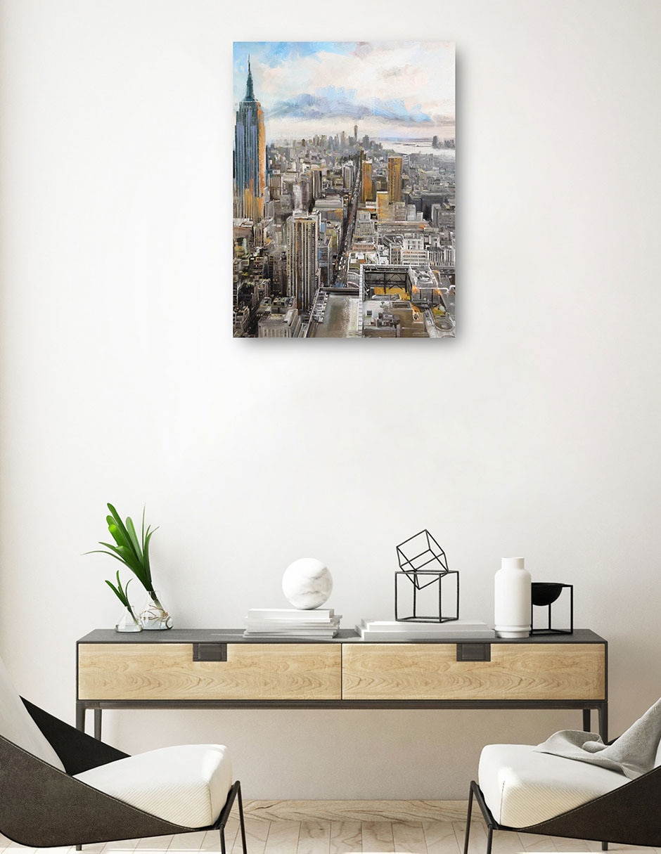 Cuadro decorativo Amanecer Manhattan Impresión En Lienzo técnica mixta Arquitectura 5