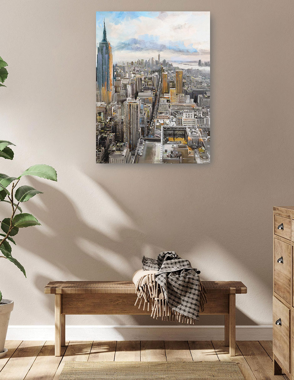 Cuadro decorativo Amanecer Manhattan Impresión En Lienzo técnica mixta Arquitectura 7