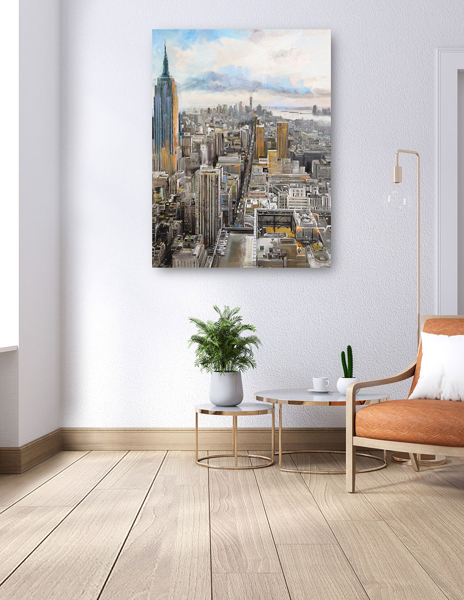 Cuadro decorativo Amanecer Manhattan Impresión En Lienzo técnica mixta Arquitectura 8