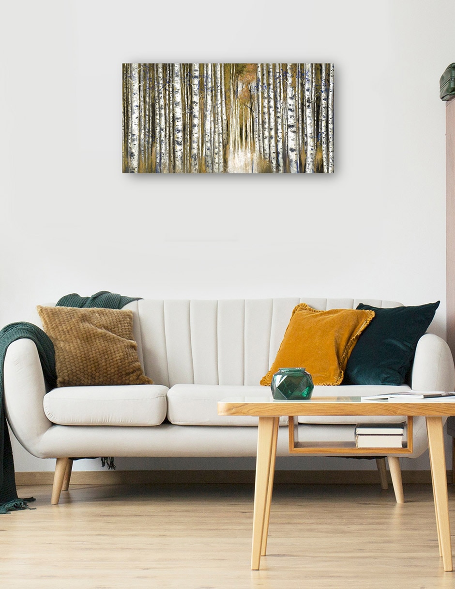 Cuadro decorativo Abedul Momento Oro Impresión En Lienzo técnica mixta Bosques 5