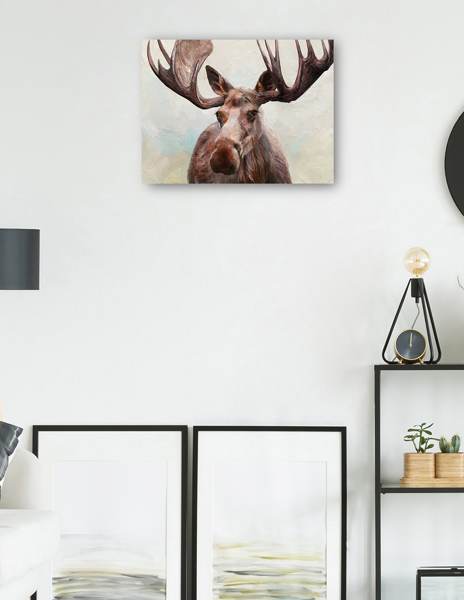 Cuadro decorativo Alce Impresión En Lienzo técnica mixta Vida Silvestre 3