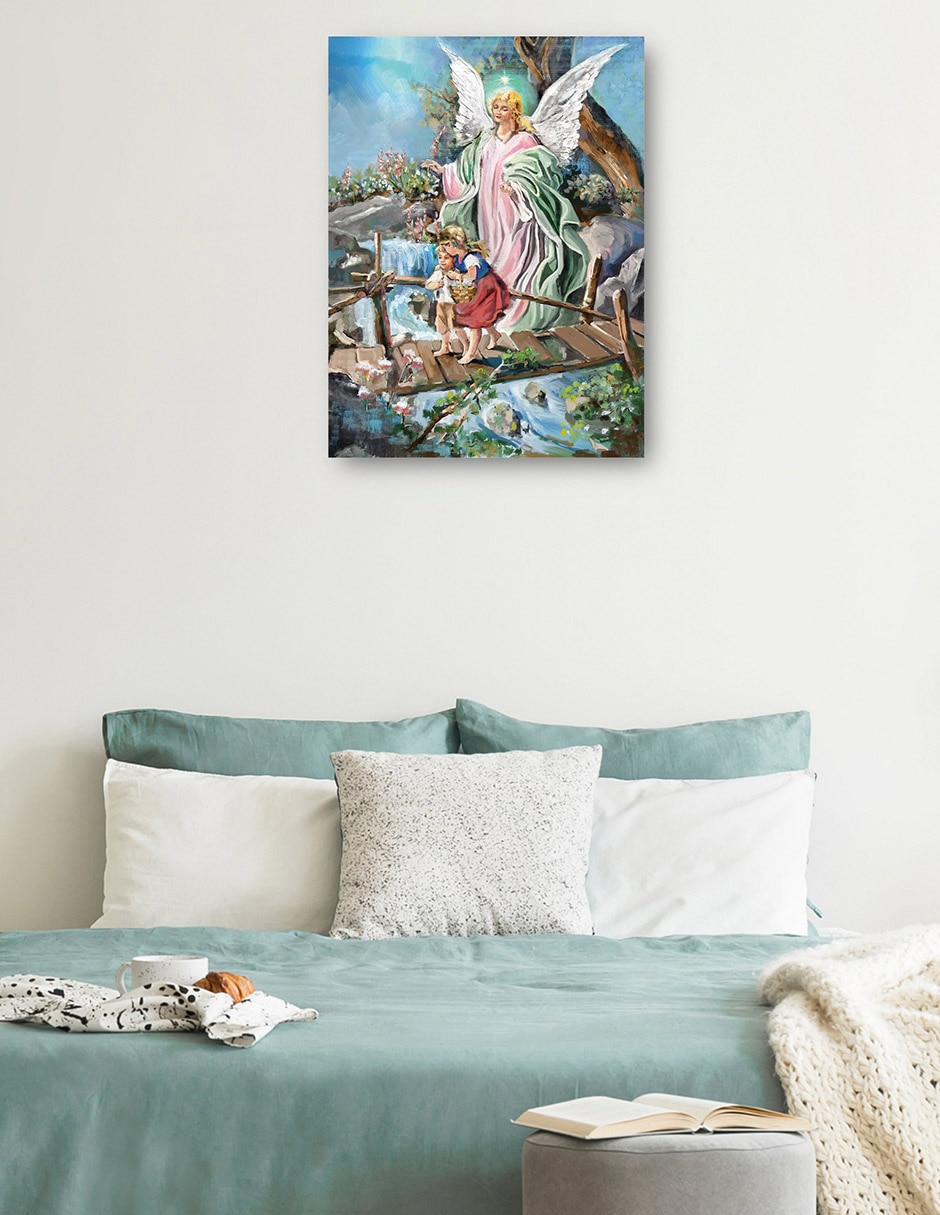 Cuadro decorativo El Ángel Guardián técnica mixta Figuras Celestiales
