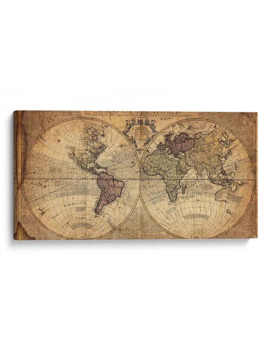 Cuadro decorativo Canvas Lab Mapa del mundo en pergamino