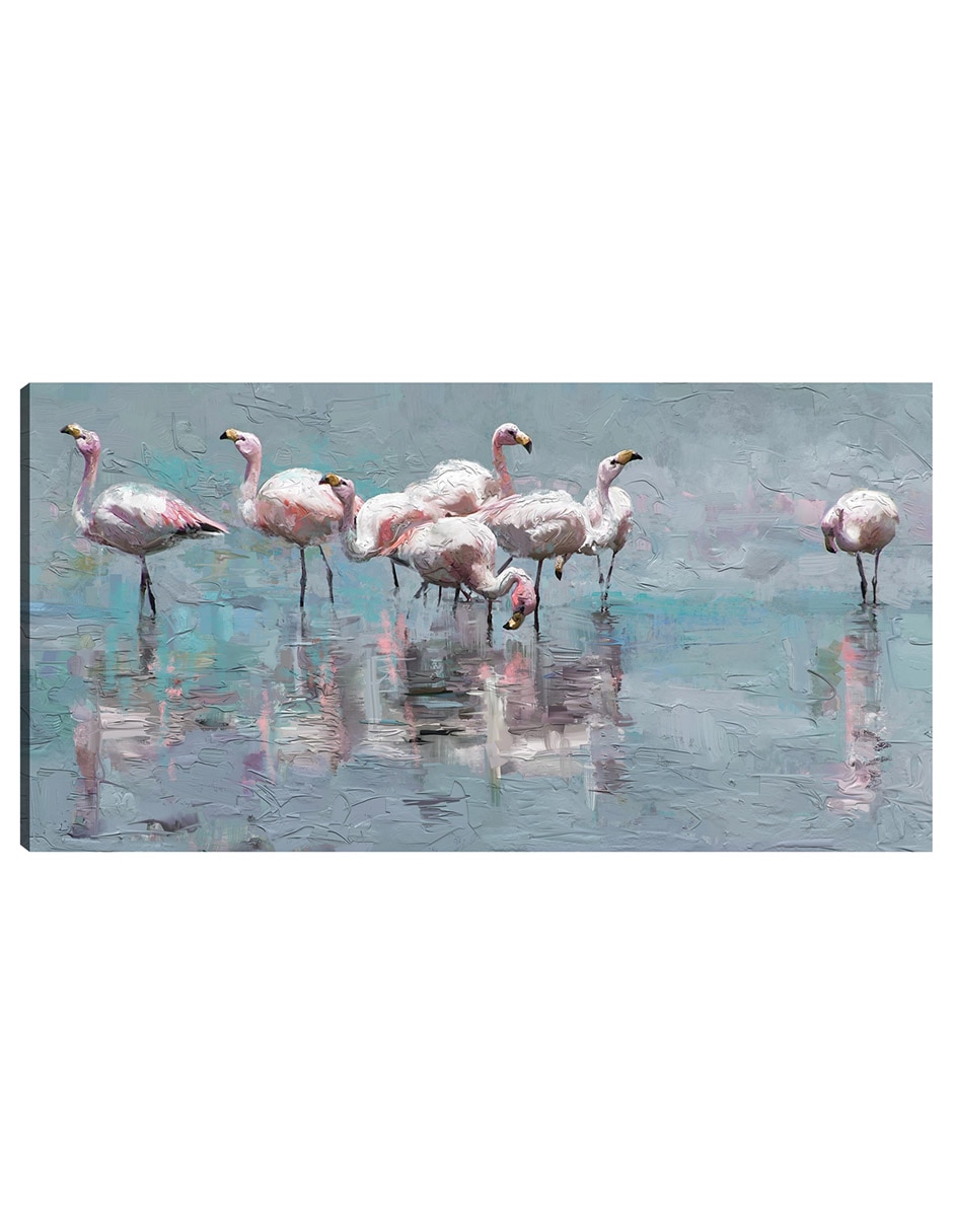 Cuadro decorativo Fiesta De Flamencos técnica mixta Aves Silvestres Cuadro decorativo Fiesta De Flamencos técnica mixta Aves Silvestres
