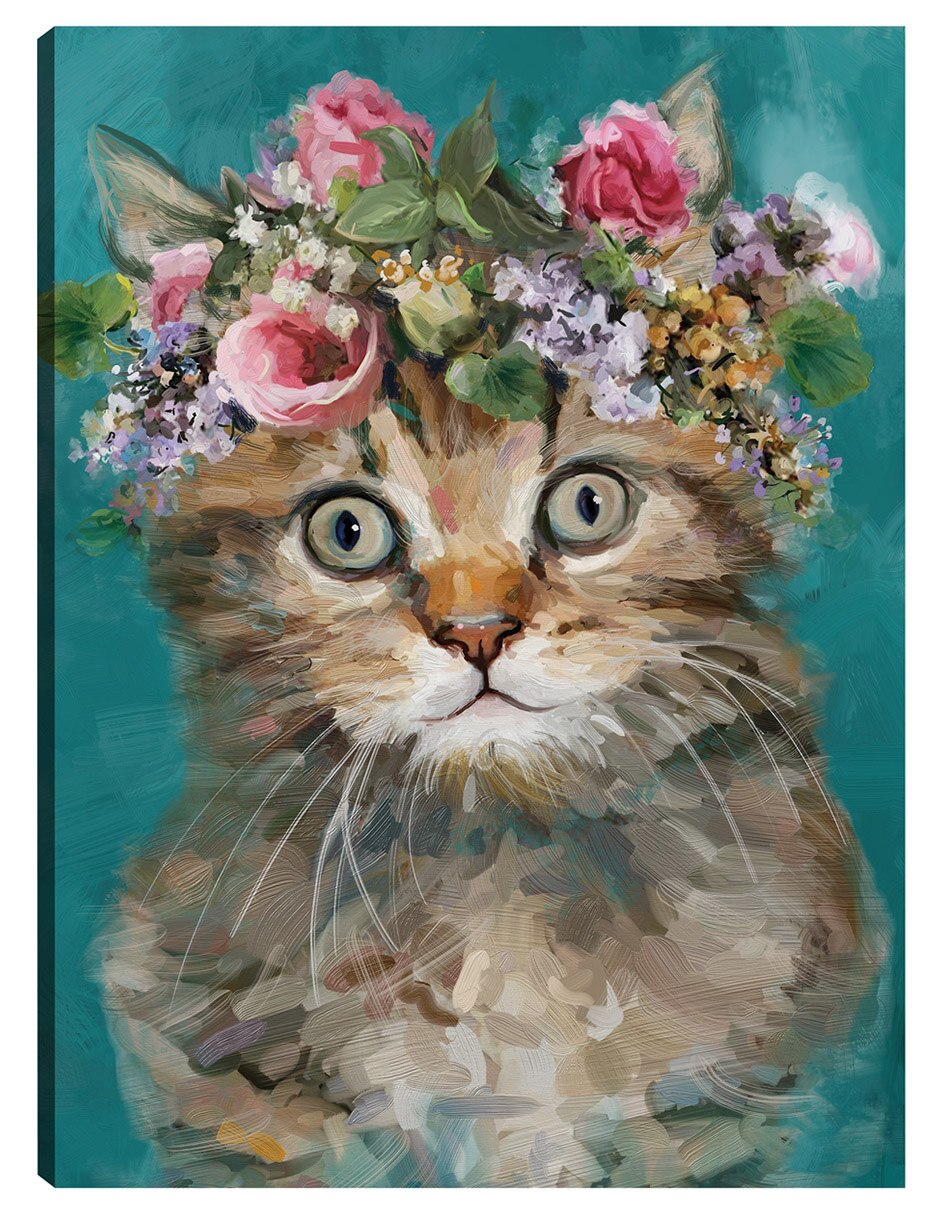 Cuadro decorativo Gatito Del Poder De La Flor Iii técnica mixta Animales Domésticos