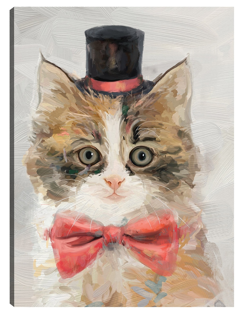 Cuadro decorativo Gatos Con Sombrero De Copa Ii técnica mixta Animales Domésticos
