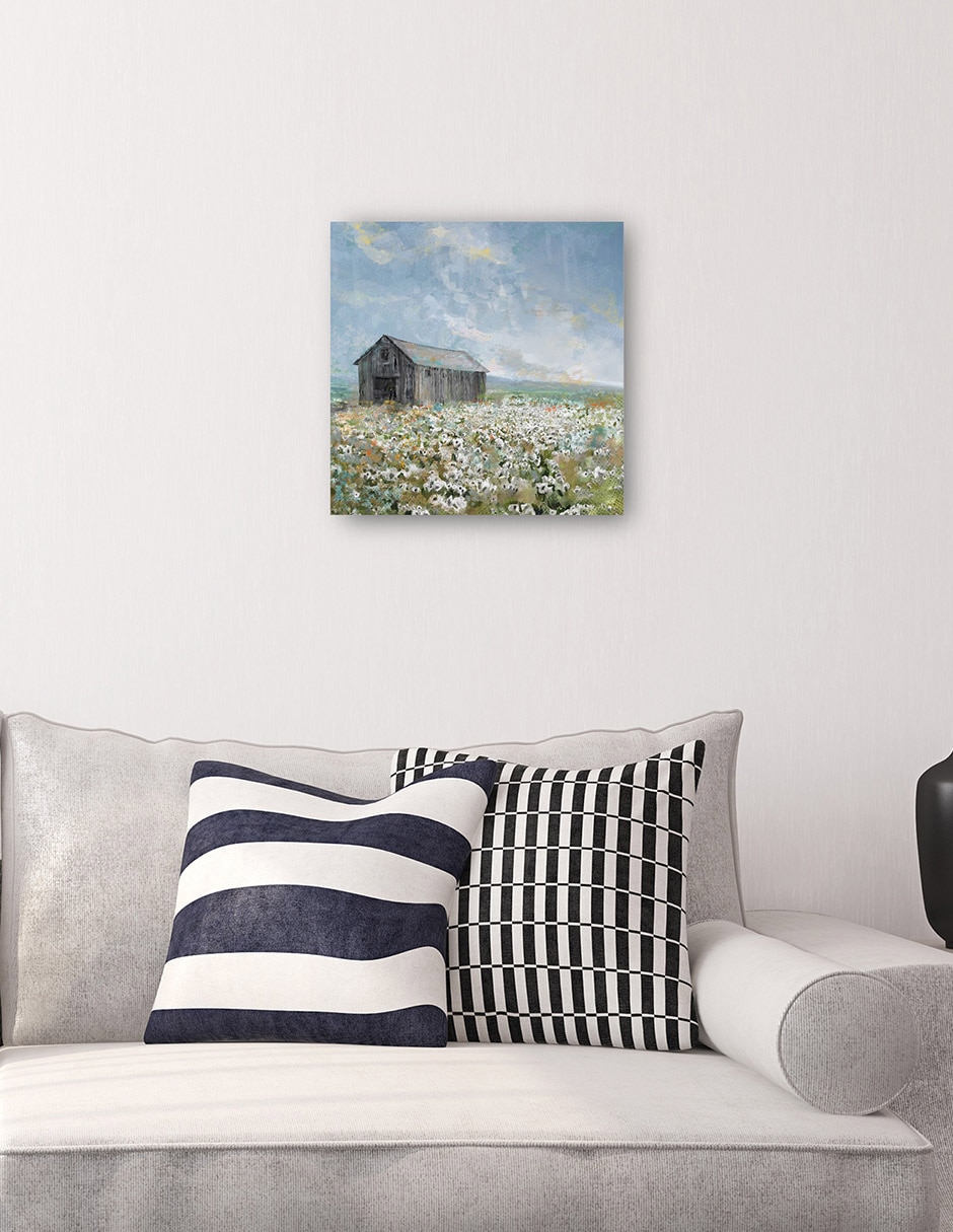 Cuadro decorativo Granero con amapolas blancas mixta 4