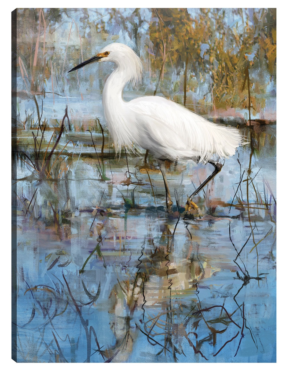 Cuadro decorativo Garceta Blanca técnica mixta Aves Silvestres