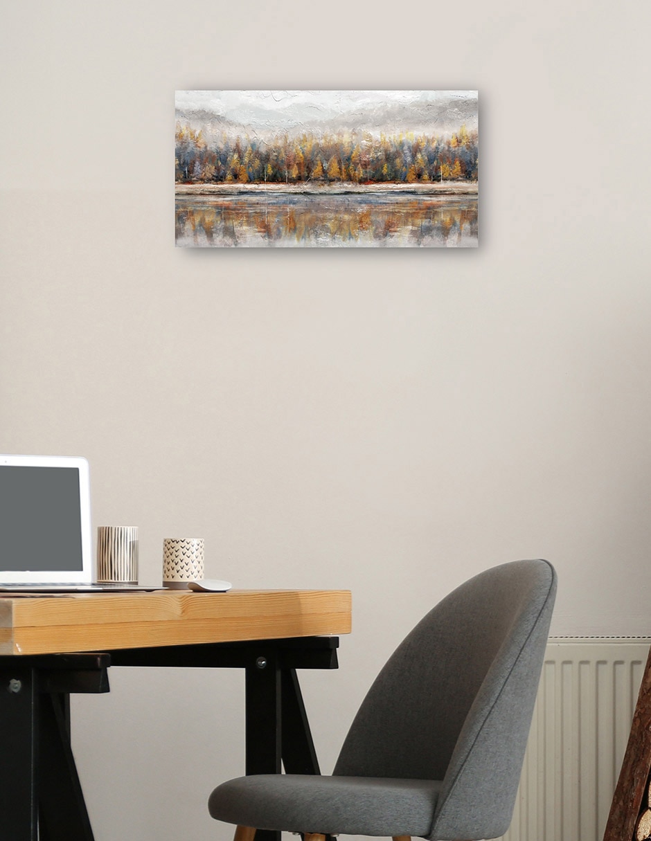 Cuadro decorativo Hora Dorada Ii técnica mixta Lagos 2