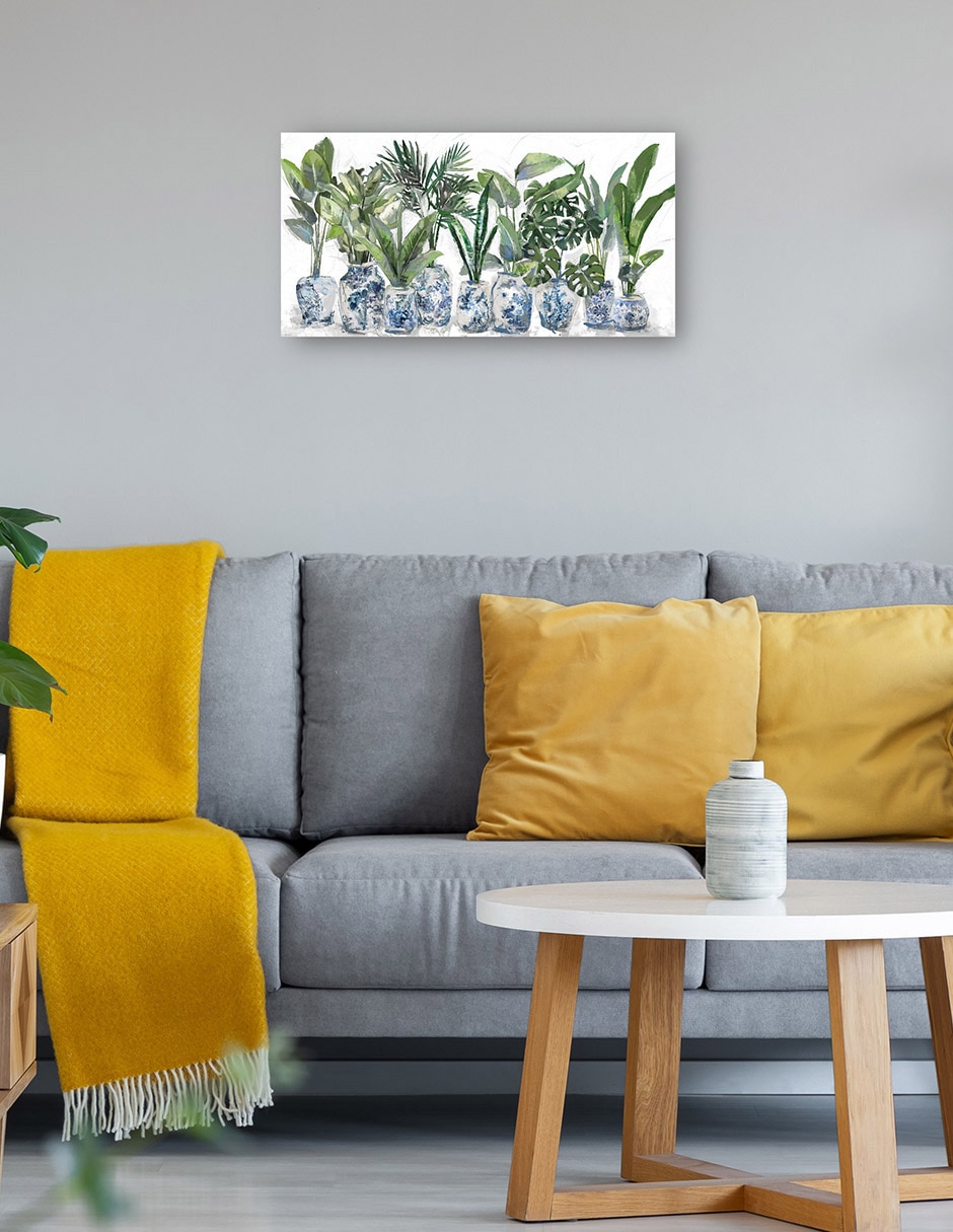 Cuadro decorativo Jardín Chinoiserie técnica mixta Macetas