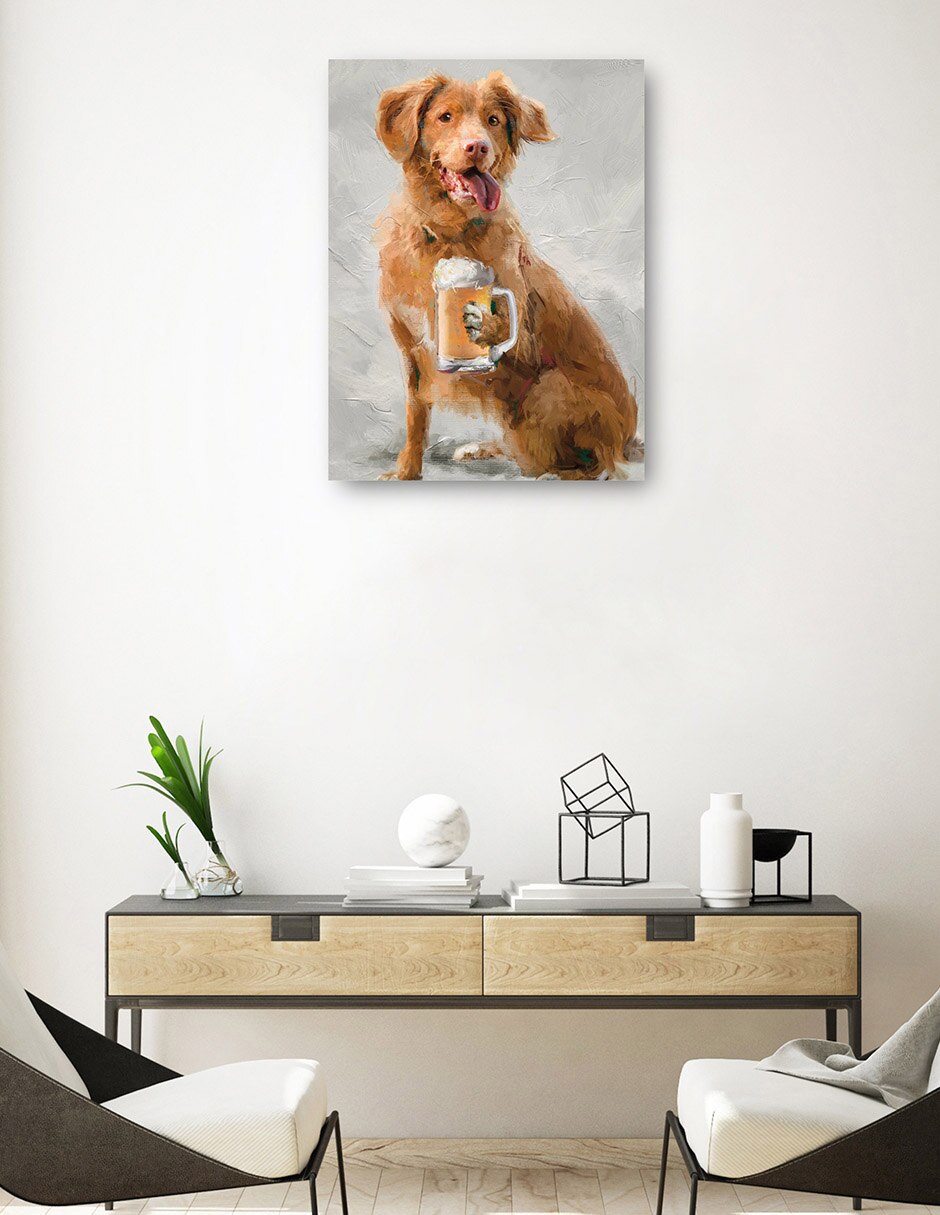 Cuadro decorativo Hora Feliz Canina técnica mixta Animales Domésticos 3