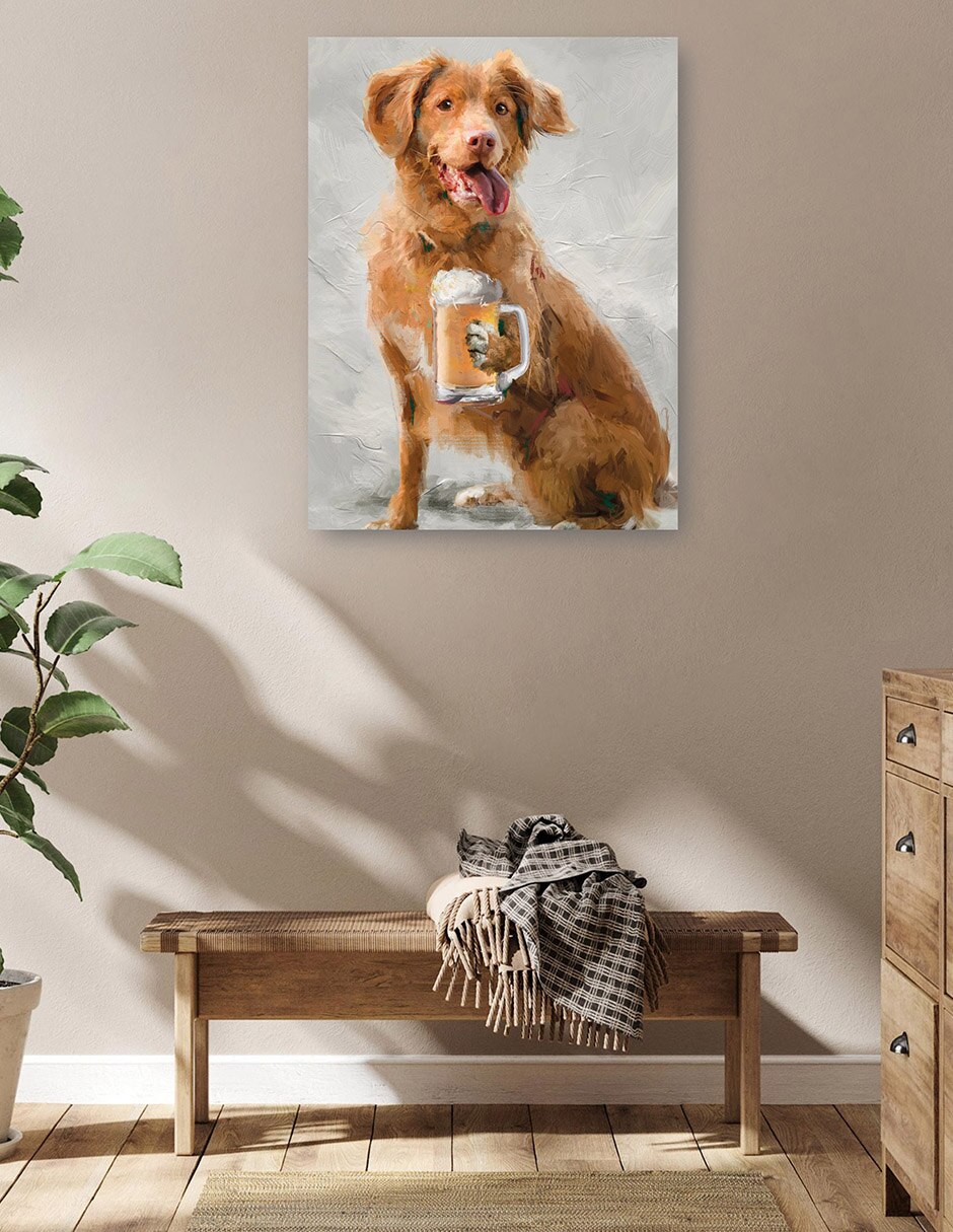 Cuadro decorativo Hora Feliz Canina técnica mixta Animales Domésticos 5