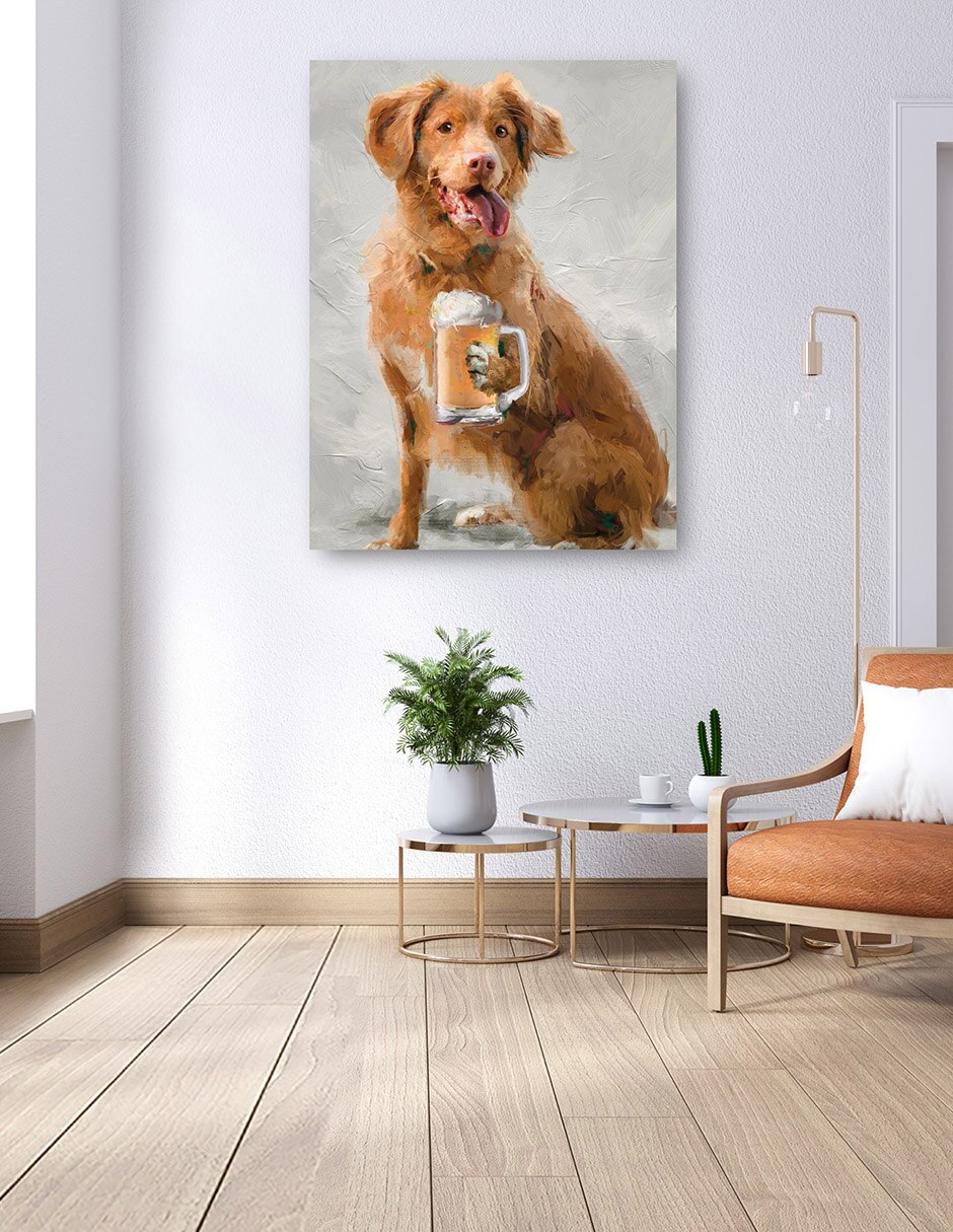 Cuadro decorativo Hora Feliz Canina técnica mixta Animales Domésticos 6