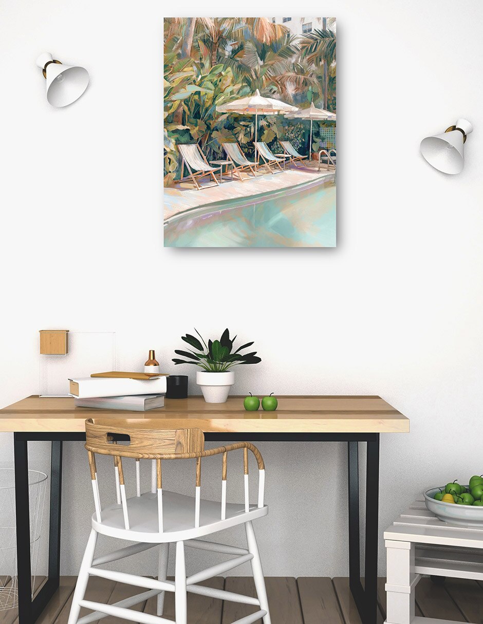Cuadro decorativo Junto A La Piscina técnica mixta Lugares 4