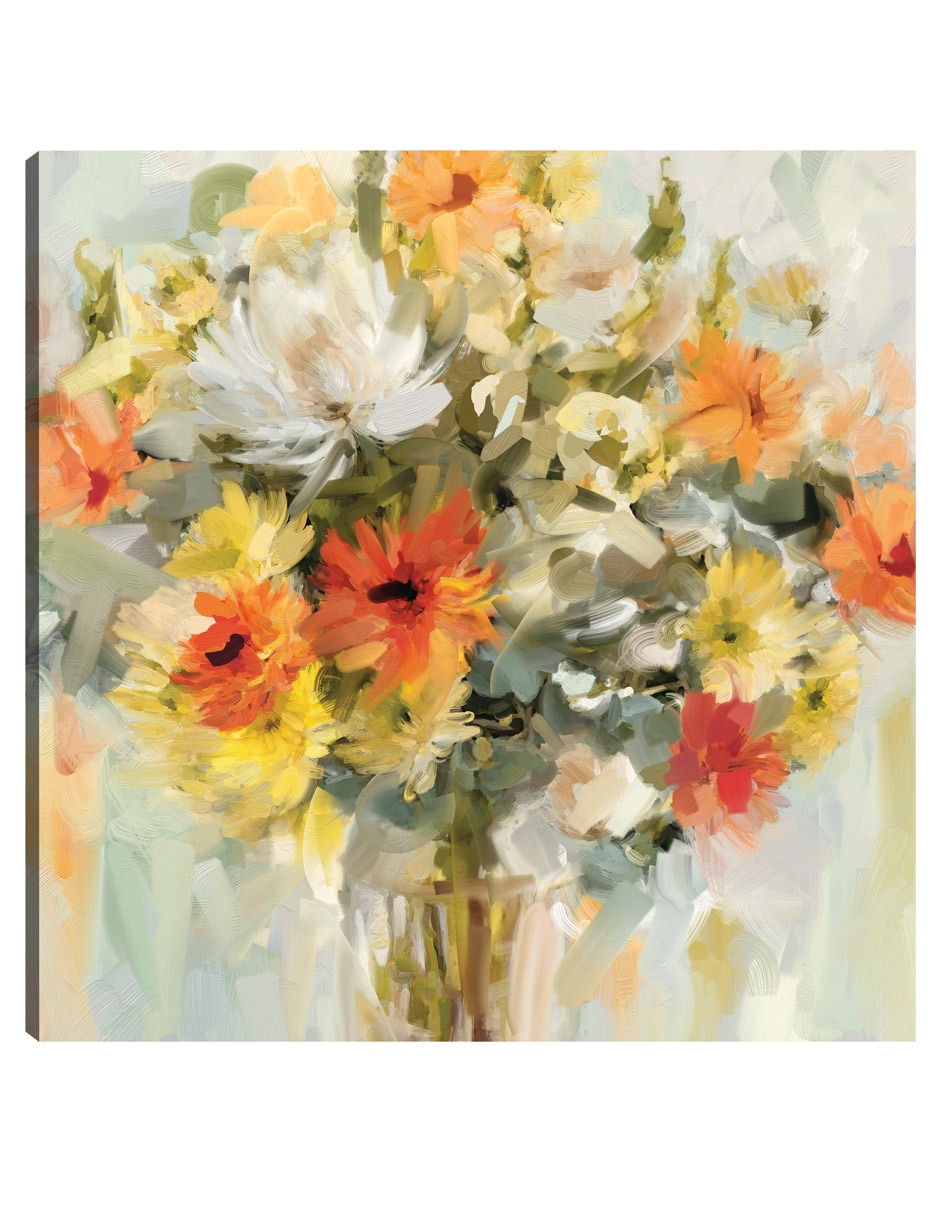 Cuadro decorativo Mason Jarra Flores técnica mixta Floreros