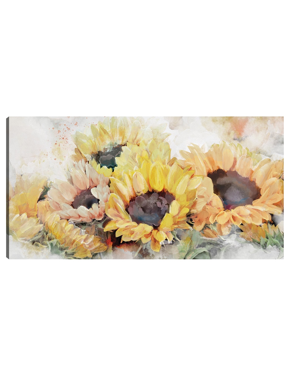 Cuadro decorativo Panel Solar técnica mixta Girasoles